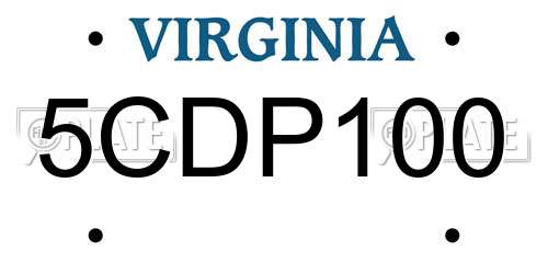 5CDP100 Virginia License Plate