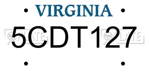 5CDT127 Virginia License Plate