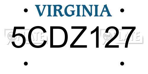 5CDZ127 Virginia License Plate