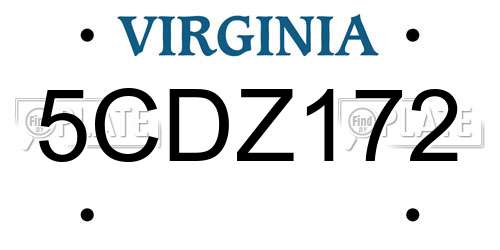 5CDZ172 Virginia License Plate