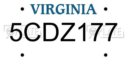 5CDZ177 Virginia License Plate