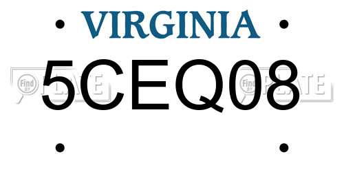 5CEQ08 Virginia License Plate