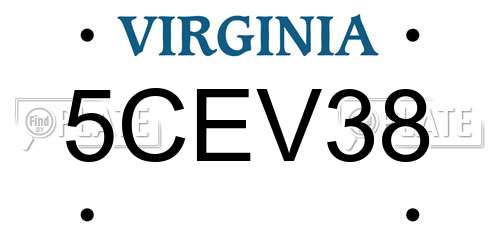 5CEV38 Virginia License Plate