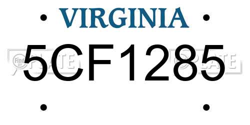 5CF1285 Virginia License Plate