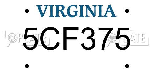 5CF375 Virginia License Plate
