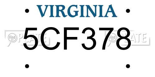 5CF378 Virginia License Plate