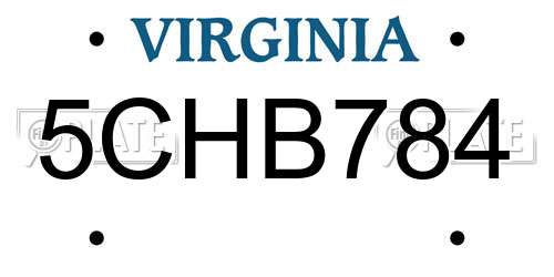 5CHB784 Virginia License Plate