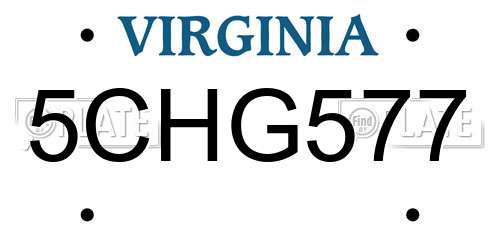 5CHG577 Virginia License Plate