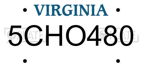 5CHO480 Virginia License Plate