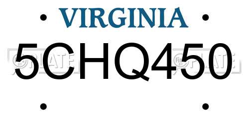 5CHQ450 Virginia License Plate