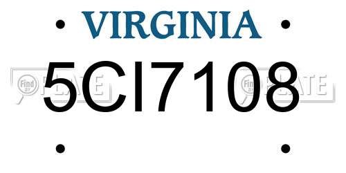 5CI7108 Virginia License Plate