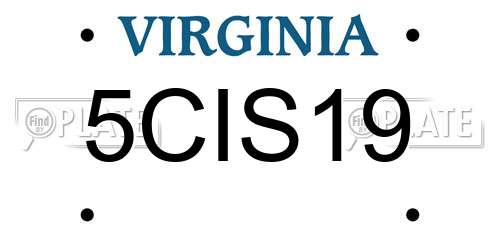 5CIS19 Virginia License Plate