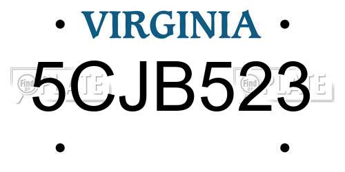 5CJB523 Virginia License Plate
