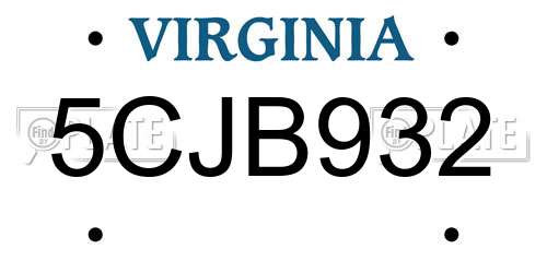 5CJB932 Virginia License Plate