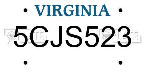 5CJS523 Virginia License Plate