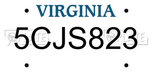 5CJS823 Virginia License Plate
