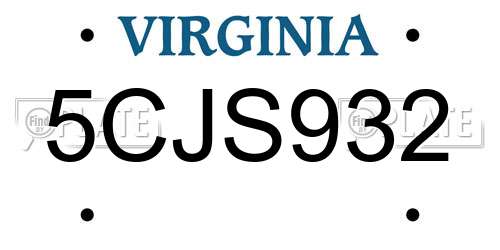 5CJS932 Virginia License Plate