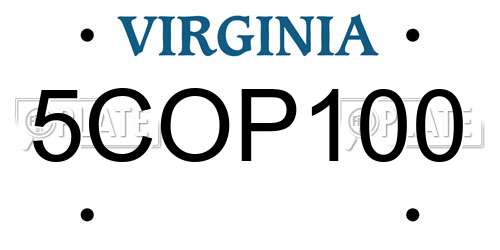 5COP100 Virginia License Plate