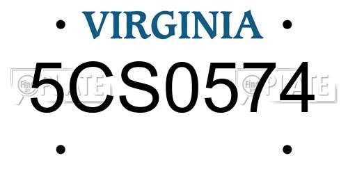 5CS0574 Virginia License Plate