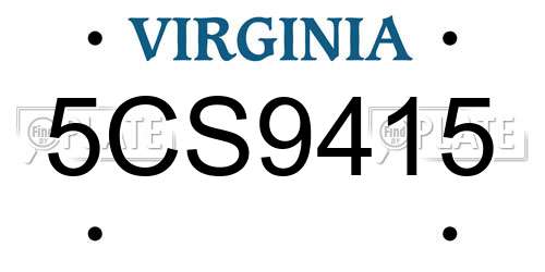 5CS9415 Virginia License Plate