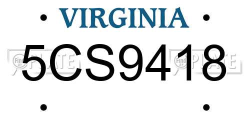 5CS9418 Virginia License Plate