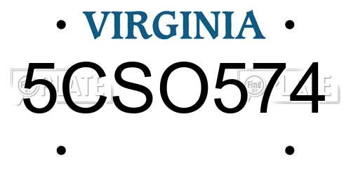 5CSO574 Virginia License Plate