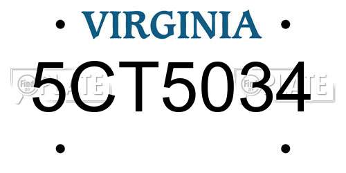 5CT5034 Virginia License Plate