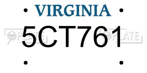 5CT761 Virginia License Plate