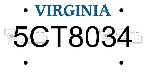 5CT8034 Virginia License Plate