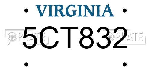 5CT832 Virginia License Plate