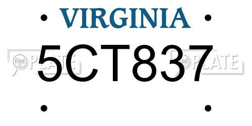 5CT837 Virginia License Plate