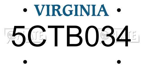 5CTB034 Virginia License Plate