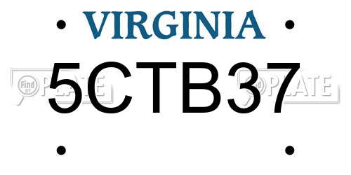 5CTB37 Virginia License Plate