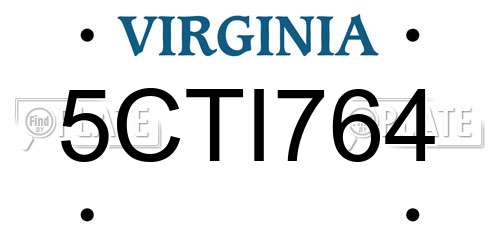 5CTI764 Virginia License Plate