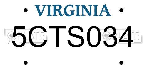 5CTS034 Virginia License Plate