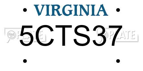 5CTS37 Virginia License Plate