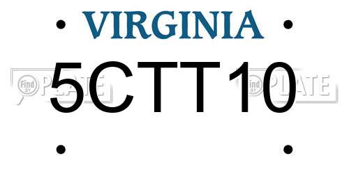 5CTT10 Virginia License Plate