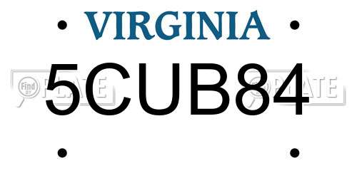 5CUB84 Virginia License Plate
