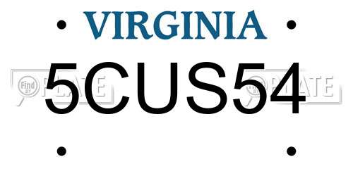 5CUS54 Virginia License Plate
