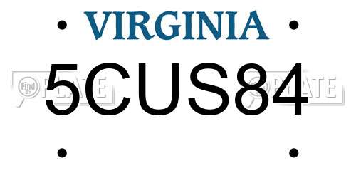 5CUS84 Virginia License Plate
