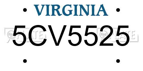 5CV5525 Virginia License Plate