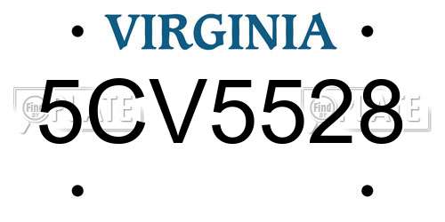 5CV5528 Virginia License Plate