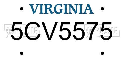 5CV5575 Virginia License Plate