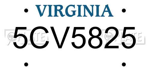 5CV5825 Virginia License Plate