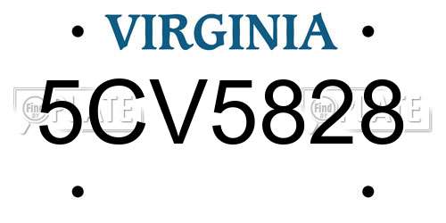 5CV5828 Virginia License Plate