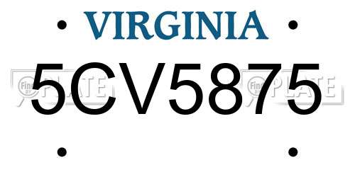 5CV5875 Virginia License Plate