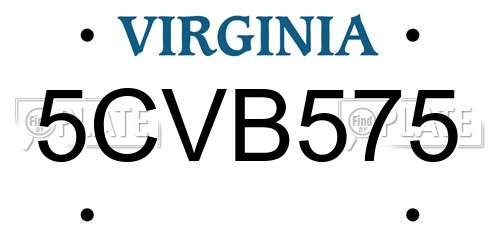 5CVB575 Virginia License Plate