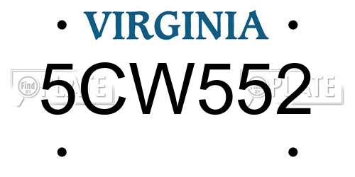 5CW552 Virginia License Plate