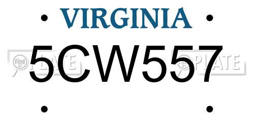 5CW557 Virginia License Plate