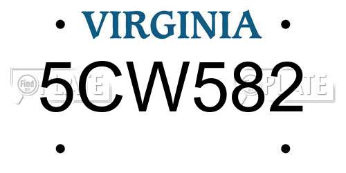 5CW582 Virginia License Plate